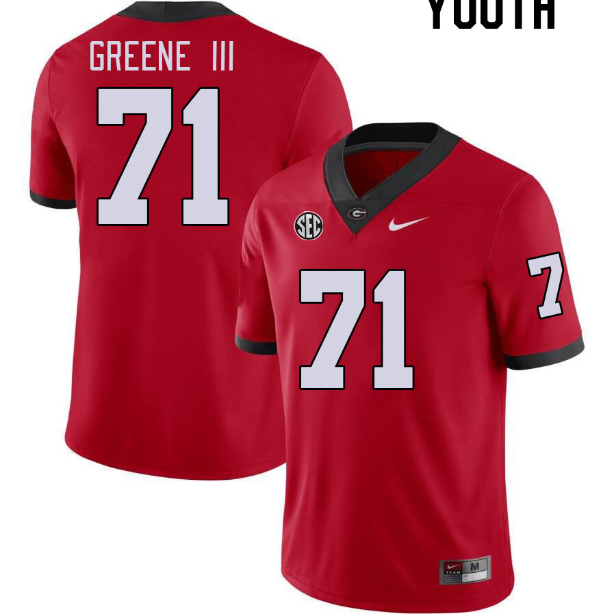 Youth #71 Earnest Greene III Georgia Bulldogs College Football Jerseys Stitched-Red - Click Image to Close
